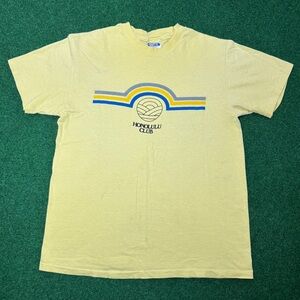 Honolulu Club Hawaii Surf Surfer Large Vintage 80s 90s Cotton Yellow T Shirt